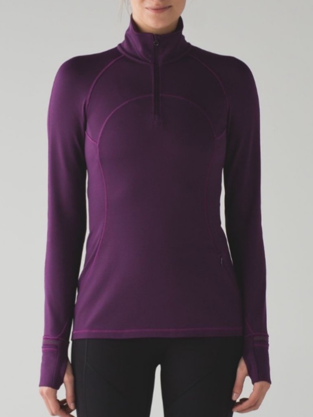 Lululemon First Mile 1/2 Zip Pullover Long Sleeved Top in Darkest Magenta size 8